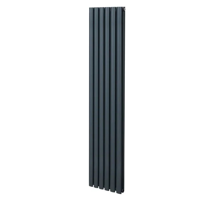 Oval Column Radiator 1800mm x 360mm Modern Designer Double Panel Central Heating Heater Matt Anthracite Grey Carbon Steel Vertical Kitchen Living Room FREE Cleaning Brush Fixing Kit & Brackets