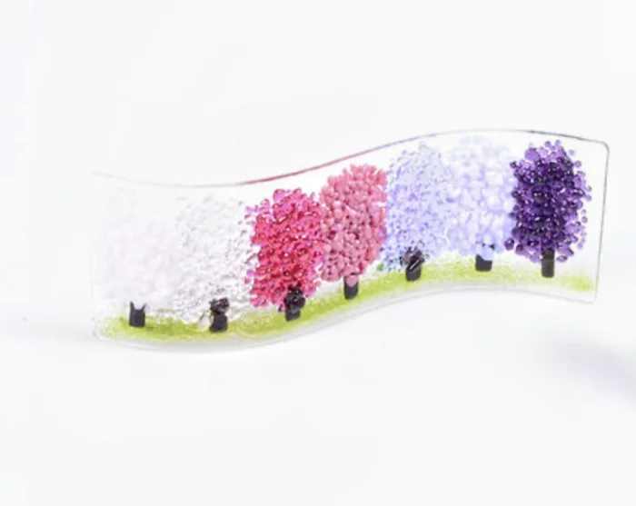 Pam Peters Fused Glass Pink Gradient Trees Wave