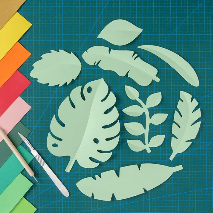 Paper-cut Leaf Ornaments Photography Props(Light Green)