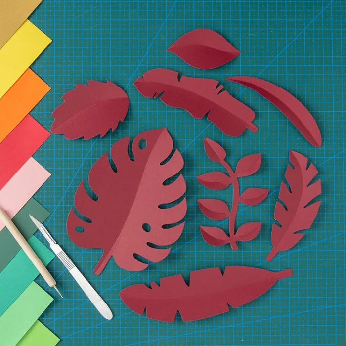 Paper-cut Leaf Ornaments Photography Props(Wine Red)