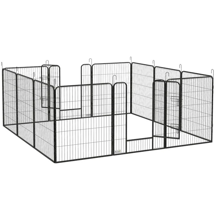 PawHut Dog Pen 12 Panels Puppy Pen Heavy Duty Pet Playpen for Indoor Outdoor for Dogs, Rabbits, Ducks 100cm High
