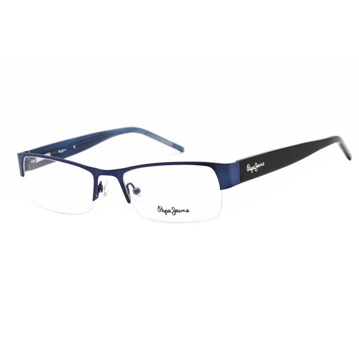 Pepe Jeans Men’s Eyeglasses – Blue Rectangular Semi-Rimless Metal Frame | PJ1112 C4