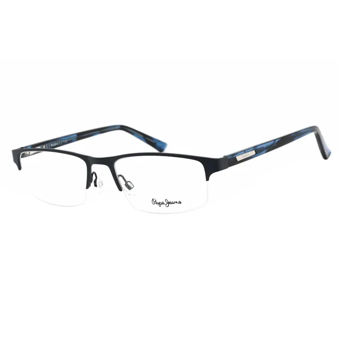 Pepe Jeans Men’s Eyeglasses – Blue Rectangular Semi-Rimless Metal Frame | PJ1335 C3