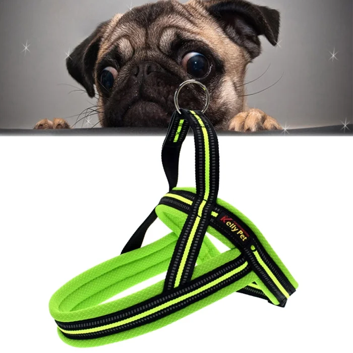 Pet Dogs A7 Reflective Polyester Chest Harness Lead Leash Traction Big Dogs Safety Chain Rope Collar, Size: S, 2.0*50*62cm (Green)