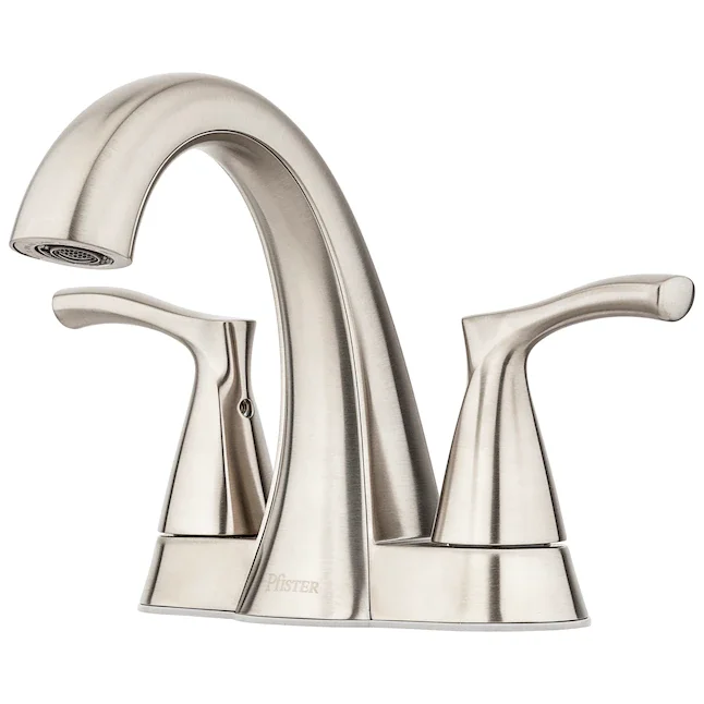 Pfister Masey Brushed Nickel 2-Handle 4-in centerset WaterSense Bathroom Sink Faucet with Drain with Deck Plate