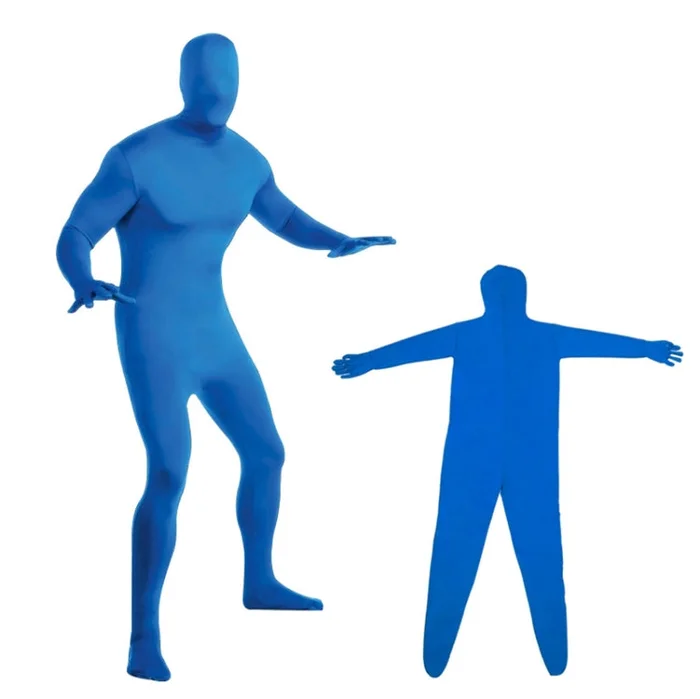 Photo Stretchy Body Green Screen Suit Video Chroma Key Tight Suit, Size: 170cm(Blue One-piece)