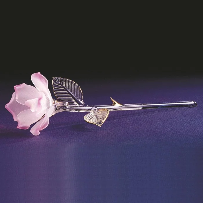 Pink Rose Glass Figurine