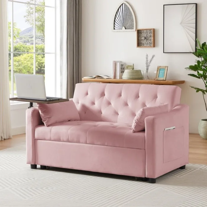 PINK VELVET SOFA BED GL-W588136690
