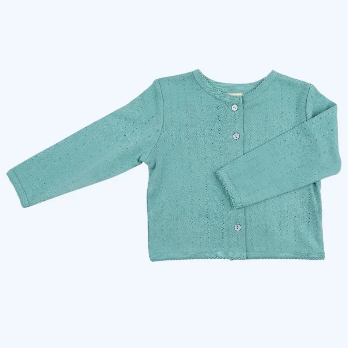 Pointelle Cardigan Turquoise
