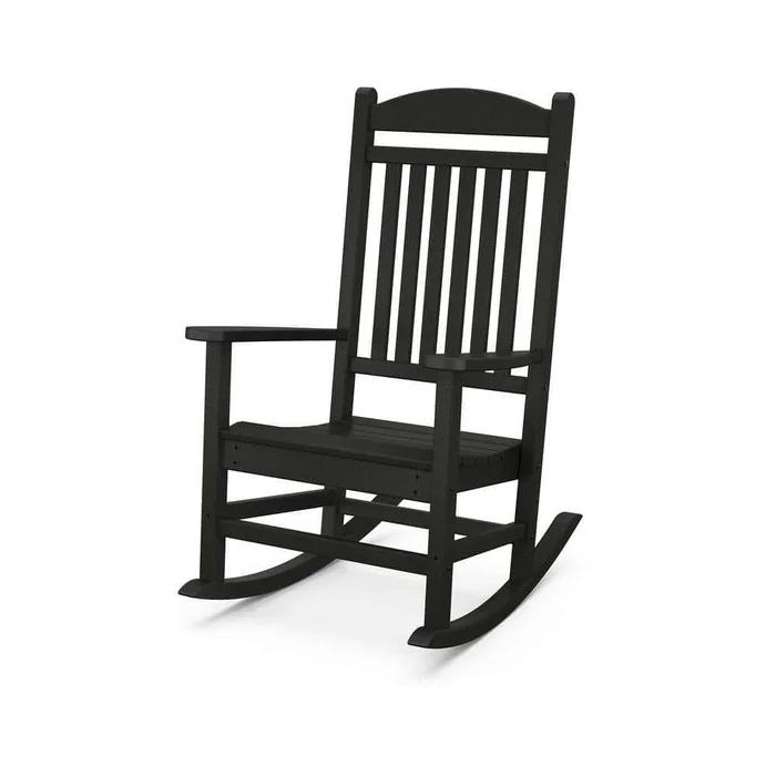 POLYWOOD R105BL Grant Park Black Plastic Outdoor Rocking Chair, Black