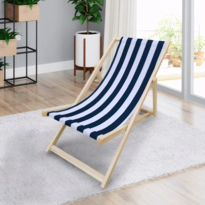 populus wood sling blue Stripe Broad blue Stripe folding chaise lounge 92102208