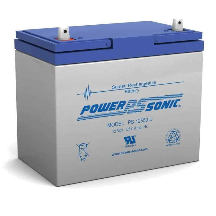 Power-Sonic PS-12550 12-Volt 55 Ah Sealed Lead Acid (SLA) Rechargeable Battery