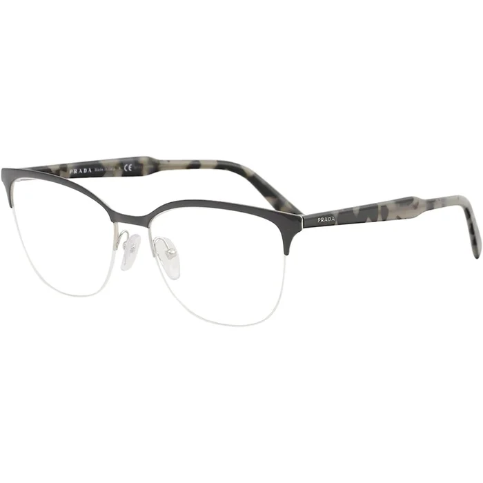 Prada Men’s Eyeglasses – Grey Square Half-Rim Metal Frame | PRADA 0PR 53VV 2621O153