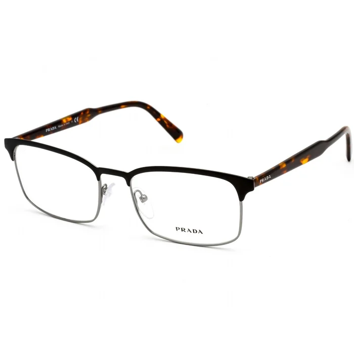 Prada Men’s Eyeglasses – Matte Black/Gunmetal Metal Frame Clear Lens | PR54WV 02G1O1