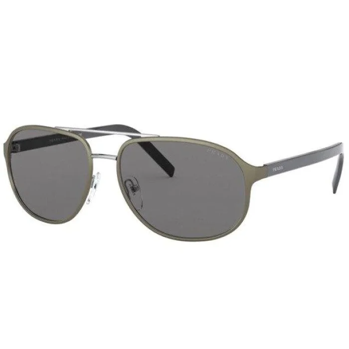 Prada Men’s Sunglasses – Grey Lens Matte Silver Metal Square Frame | 53XS-VIX73160