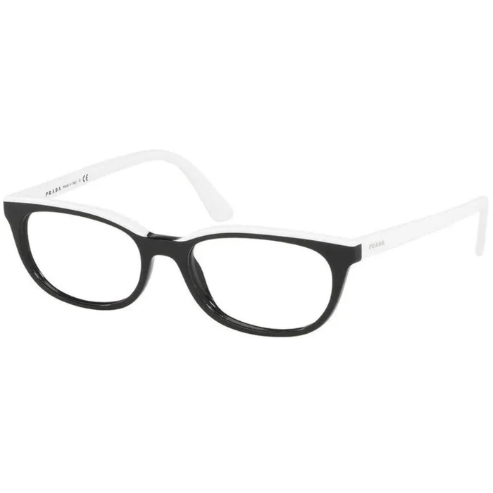 Prada Women’s Eyeglasses – Black White Rectangular Frame | PRADA 0PR 13VV YC41O153