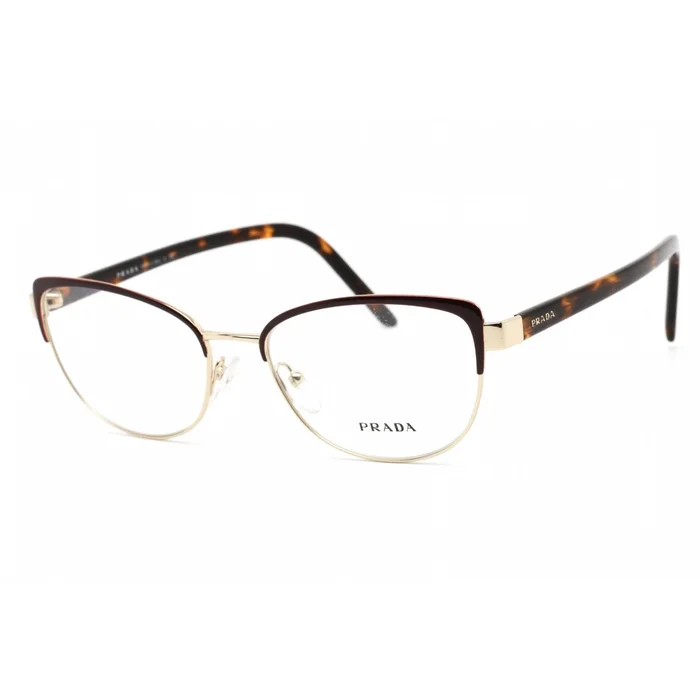 Prada Women’s Eyeglasses – Bordeaux/Pale Gold Cat Eye Metal Frame | PR 63XV 09B1O1