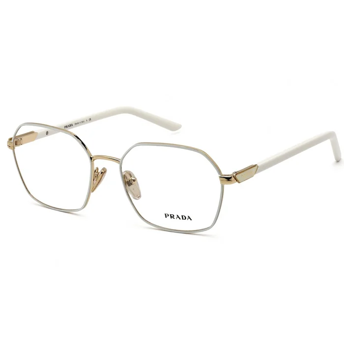 Prada Women’s Eyeglasses – Gold Hexagonal Metal Full Rim Frame | 0PR 55YV LFB1O1