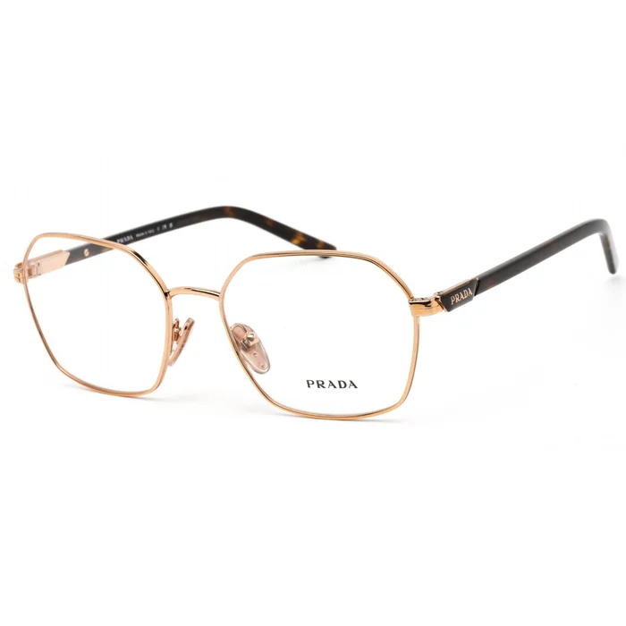 Prada Women’s Eyeglasses – Pink Gold Hexagonal Metal Full Rim Frame | 0PR 55YV SVF101