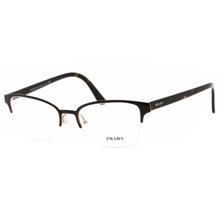 Prada Women’s Eyeglasses – Top Brown Rose Gold Rectangular Frame | PR 61XV 3311O1