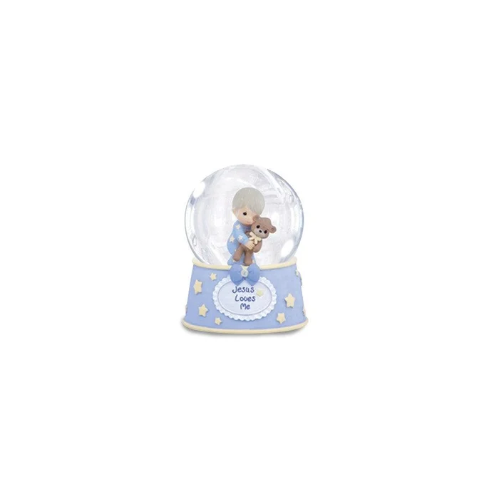 Precious Moments Blue Jesus Loves Me Musical Snow Globe