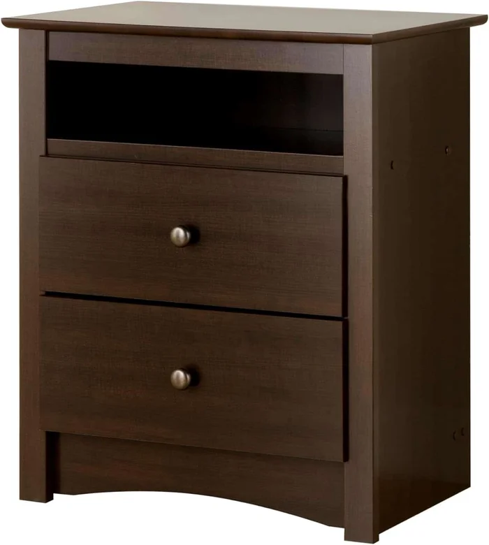 Prepac Fremont 2 Drawer Nightstand, 16″D x 23.25″W x 28″H, Espresso, EDC-2428