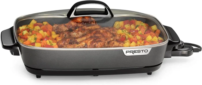 Presto 16-Inch Electric Slimline Skillet with Glass Cover, Black
