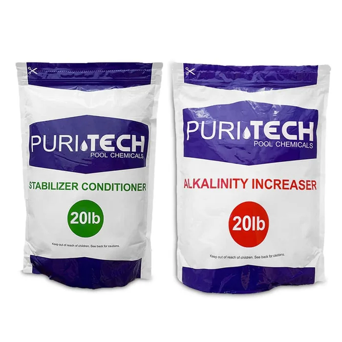 Puri Tech Chemical 20 lb Alkalinity Increaser & 20 lb Stabilizer Conditioner Kit