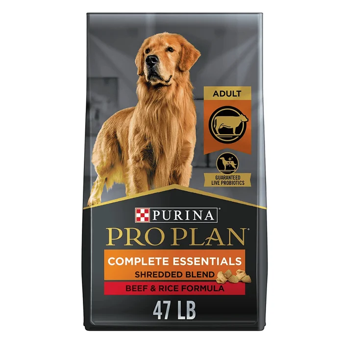 Purina Pro Plan High Protein Dry Dog Food With Probiotics for Dogs, Shredded Blend Beef and Rice Formula – 47 lb. Bag