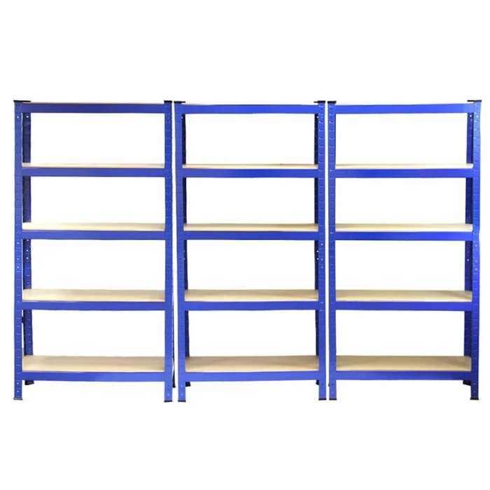 Racking Storage Shelving 75cm Heavy Duty Garage 5 Tier Black & Blue Steel Shelf Unit 75cm x 30cm x 150cm (3, Blue)