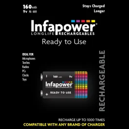 Rechargeable Batteries 9V 160Mah Ni-Mh [44980]