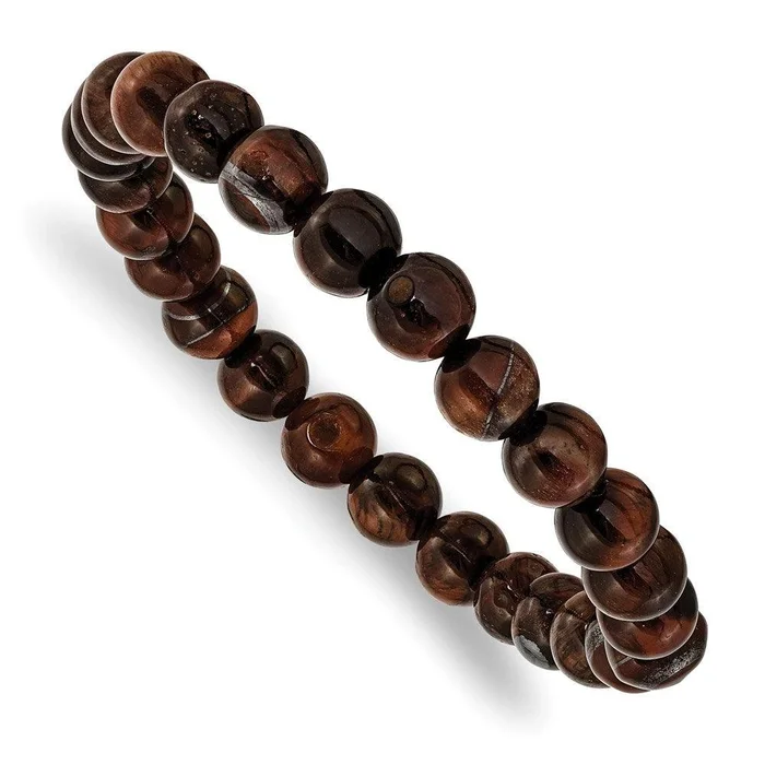 Red Tiger’s Eye Agate Beaded Stretch Bracelet
