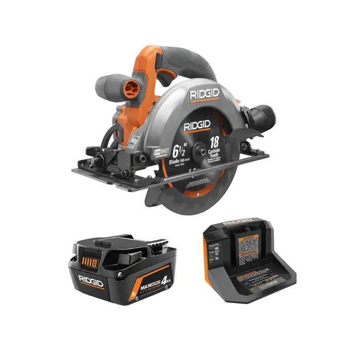 RIDGID R8656KN 18V Brushless Cordless SubCompact 6-1/2 in. Circular Saw Kit with 4.0 Ah MAX Output Battery and Charger