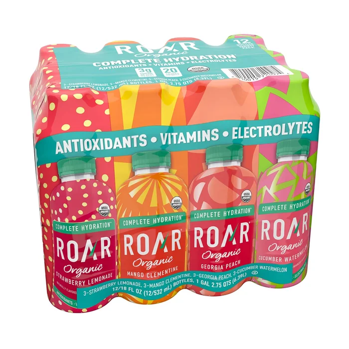ROAR Complete Hydration Organic Variety Pack – Electrolyte Drinks Loaded with Vitamins C, B5, B12 – 12 pc