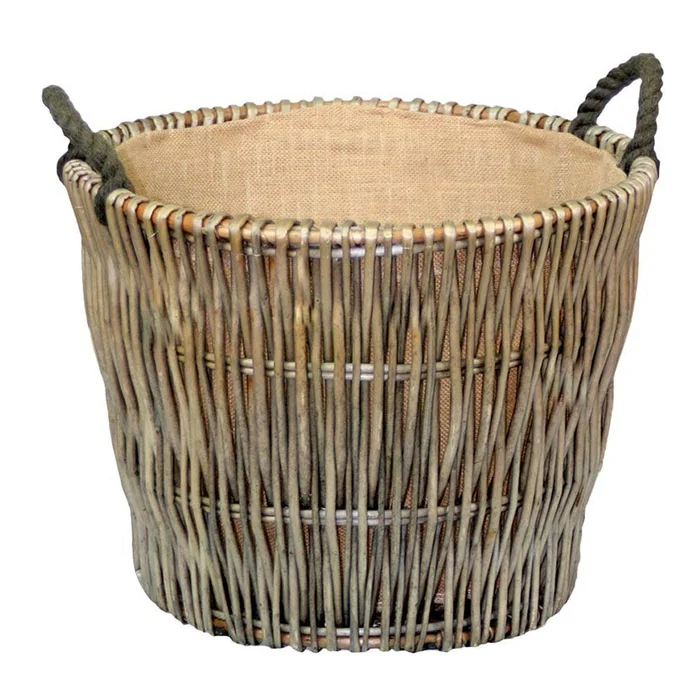 Round Hurdle Willow Lined Log Basket