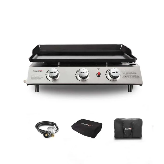 Royal Gourmet PD1300C 3-Burner 26,400-BTU Portable Gas Grill Griddle, Regulator, Cover and Carry Bag Included, Outdoor Camping, Tailgating