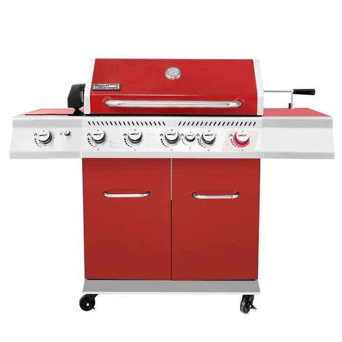 Royal Gourmet Red 5-Burner Liquid Propane Infrared Gas Grill with 1 Side Burner