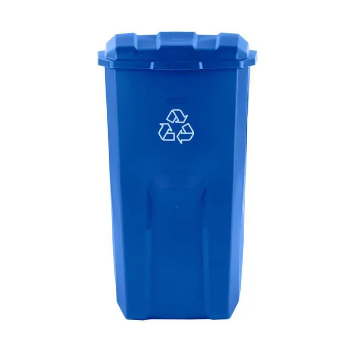 Rubbermaid 2149498 Roughneck 45 Gal. Vented Blue Wheeled Recycling Trash Container