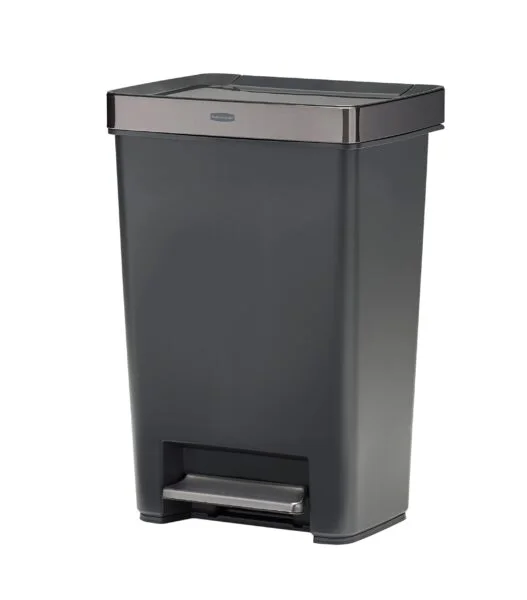 Rubbermaid Premier Series IV Step-On Trash Can for Home and Kitchen, 13 Gallon, Stainless Steel Lid Charcoal