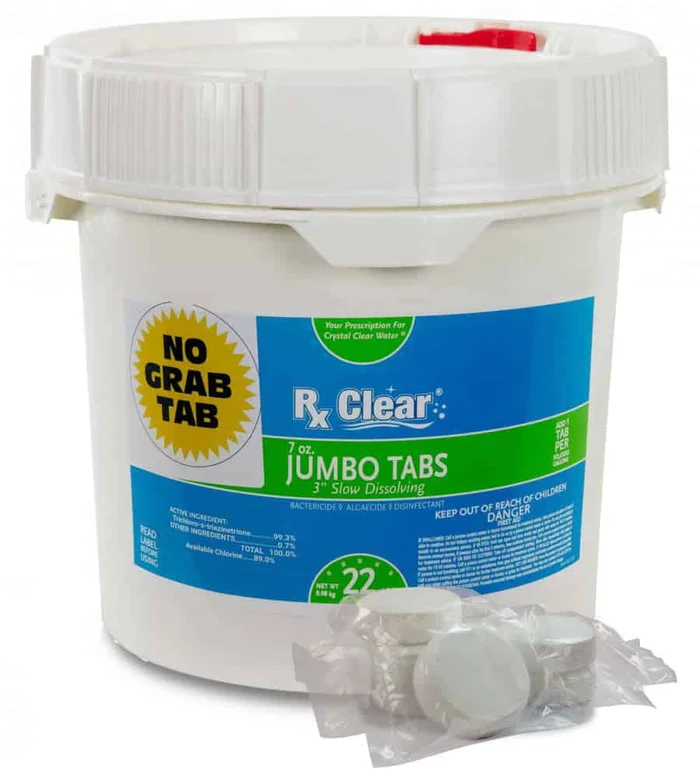 Rx Clear No Grab Tab 3″ Chlorine Tabs with Water Soluble Wrapper – 22 lbs