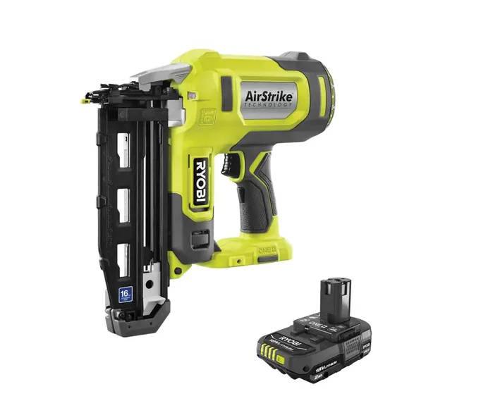 RYOBI P326-PBP006 ONE+ 18V 16-Gauge Cordless AirStrike Finish Nailer with 2.0 Ah Battery