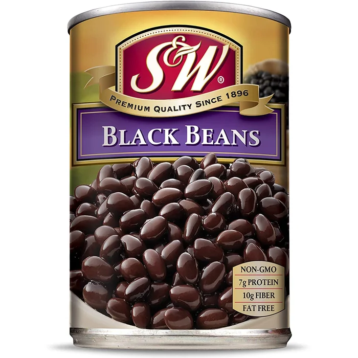 S & W • Canned Black Beans (12 Pack), Vegan, Non-GMO, Natural Gluten-Free Bean, Sourced and Packaged in the USA, 15 Ounce Can