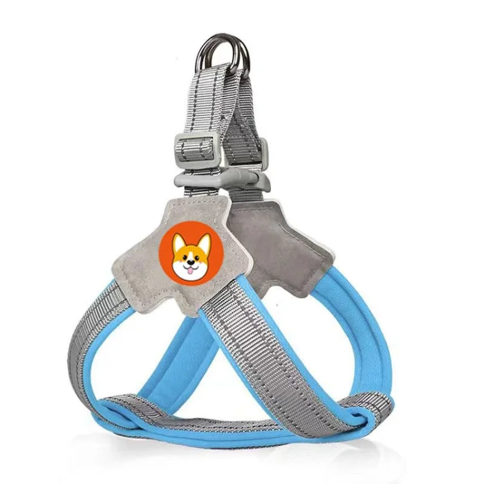 Saddle Style Pet Chest Harness Breathable Reflective Dog Leash, Style: Single Blue(M)