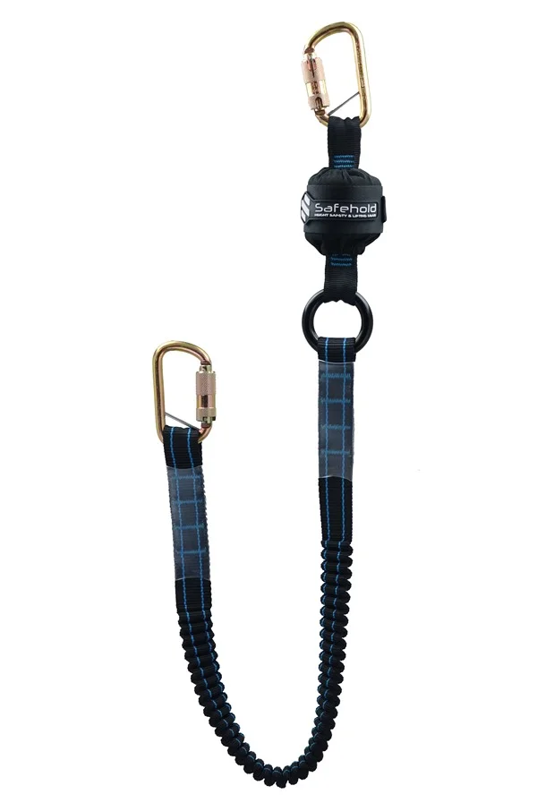 Safehold 1.8mtr Elasticated Shock Absorbing Lanyard with Double Lock Karabiners