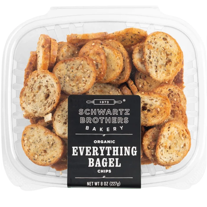 Schwartz Brothers Bakery, Bagel Chips, 8oz container. (Pack of 4)