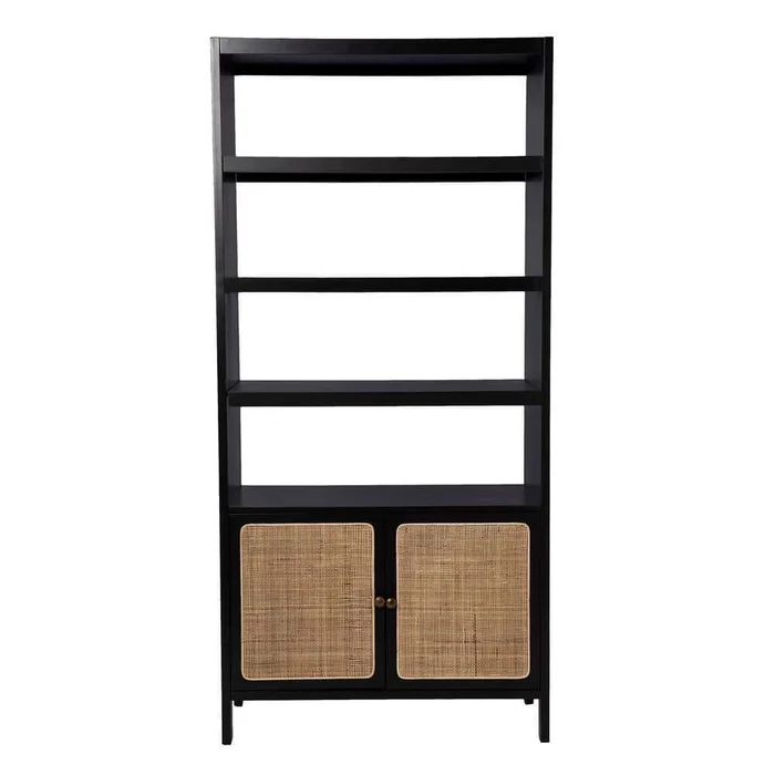 SEI FURNITURE Carondale 74 in. Wide Black 4-shelves Standard Bookcase