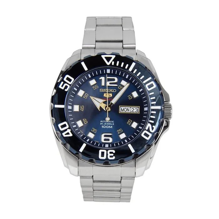 Seiko Bracelet Watch – 5 Sports Automatic Power Reserve Blue Dial Silver | SRPB37K1