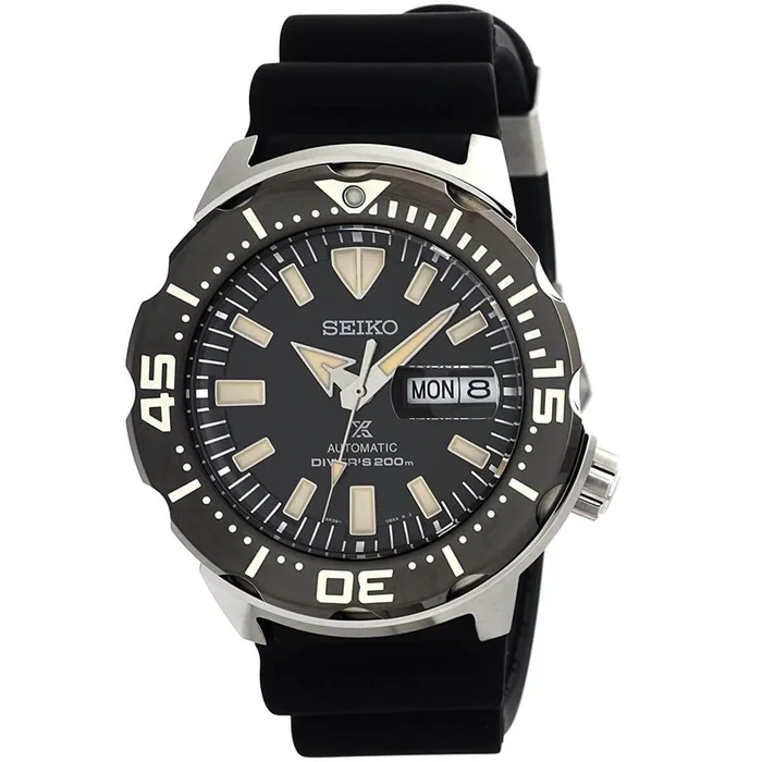 Seiko Men’s Automatic Watch – Prospex Day-Date Black Dial Silicone Strap| SRPD27K1