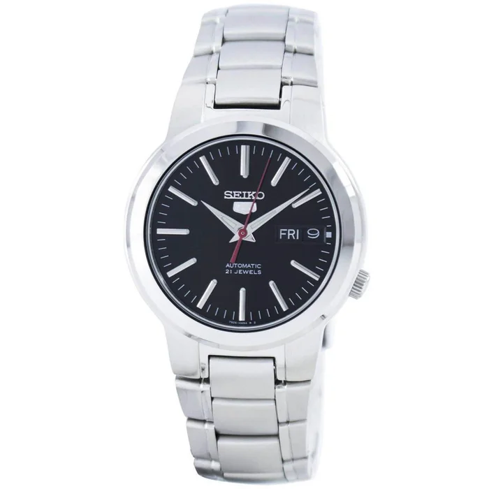 Seiko Men’s Automatic Watch – Seiko 5 Black Dial Stainless Steel Bracelet | SNKA07K1