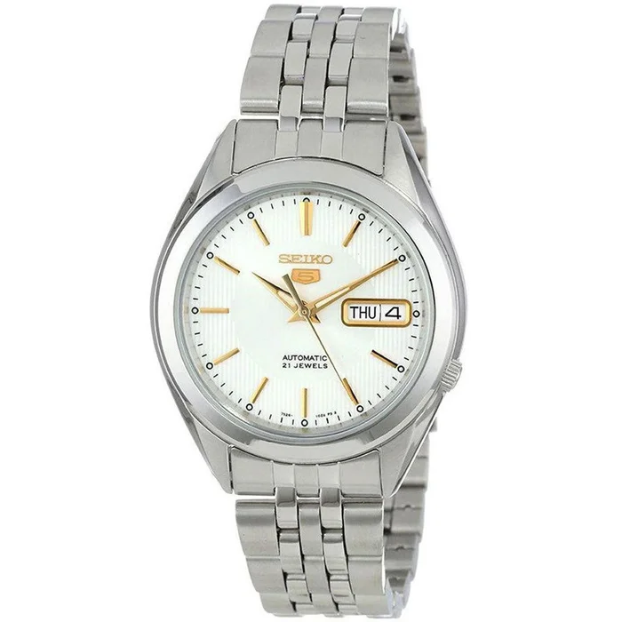Seiko Men’s Automatic Watch – Series 5 Power Reserve Silver Tone Bracelet | SNKL17K1